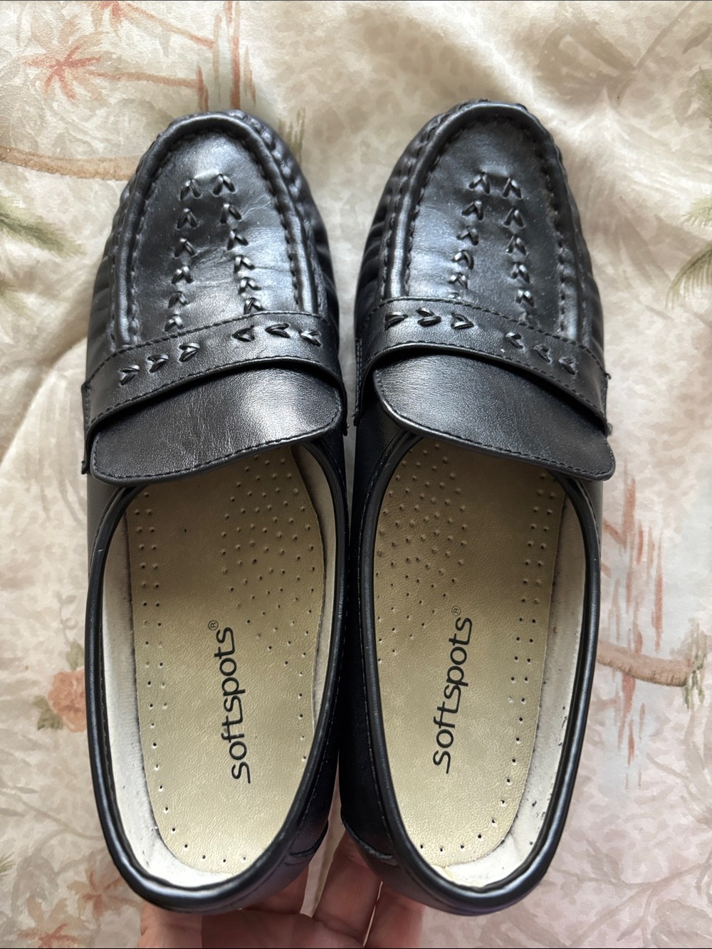 Softspots Black Leather Slip-On Loafers